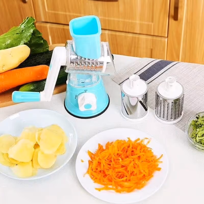Multifunctional Vegetables Cutter and Slicer - seven interchangeable blades for chopping, dicing, and slicing vegetables quickly and safely